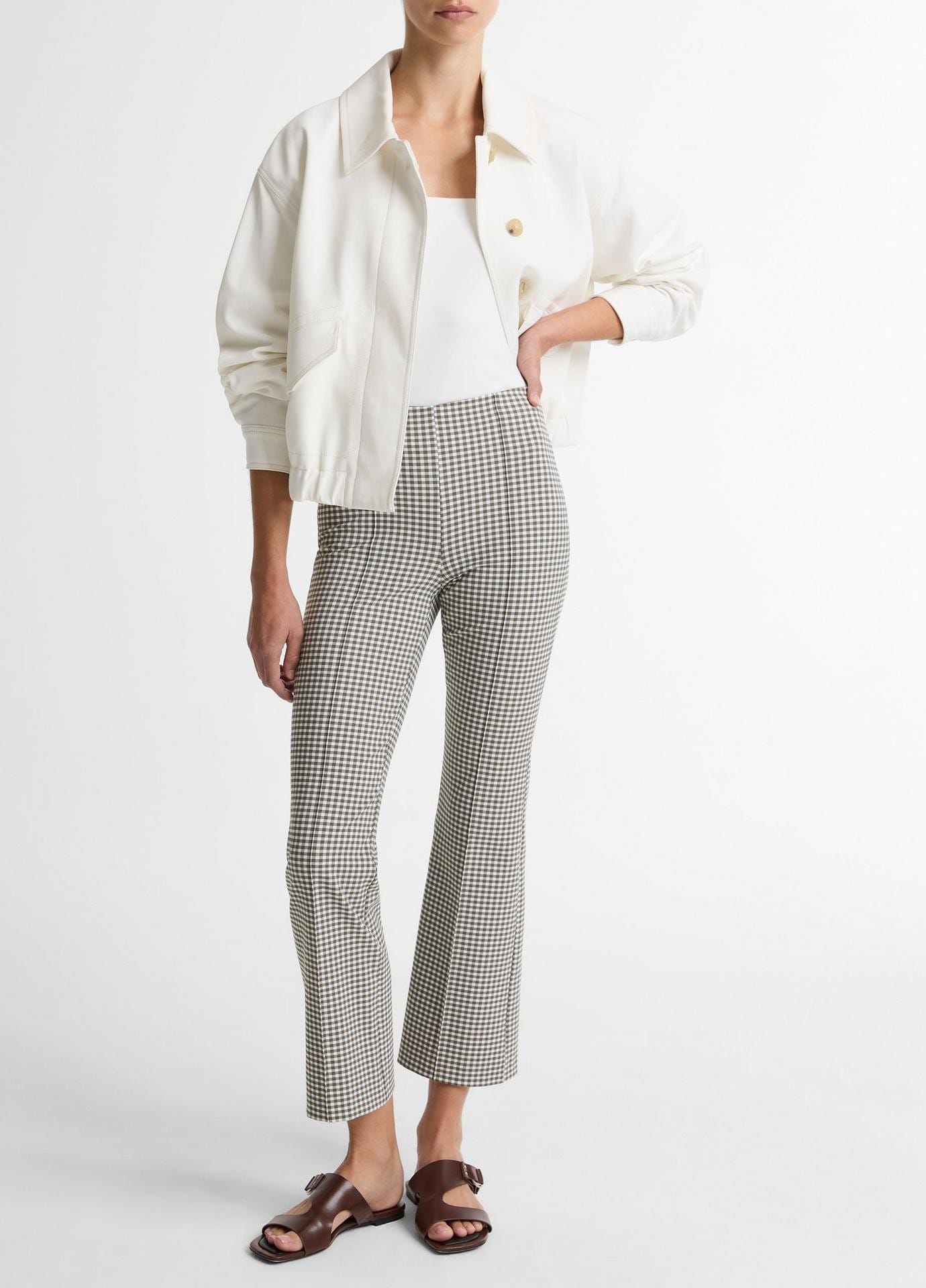 Niki Gingham Crop Flare Pant
