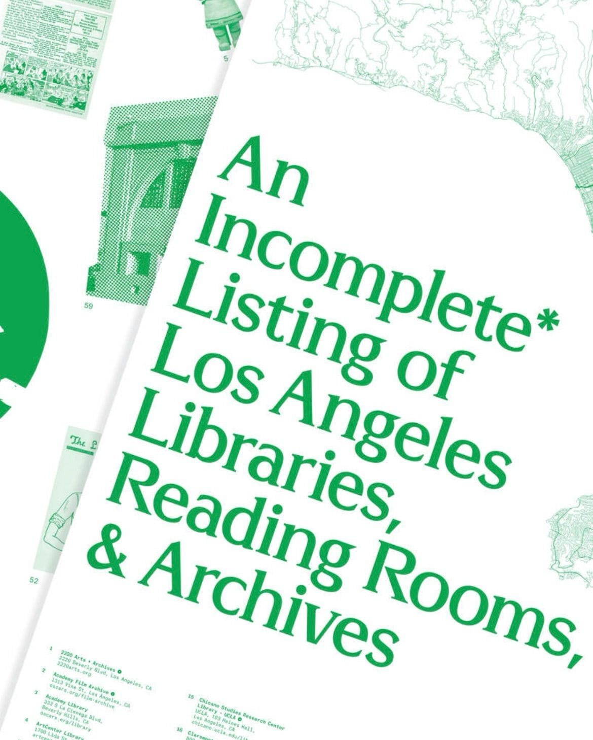 An Incomplete* Listing of Los Angeles Libraries, Reading Rooms, and Archives