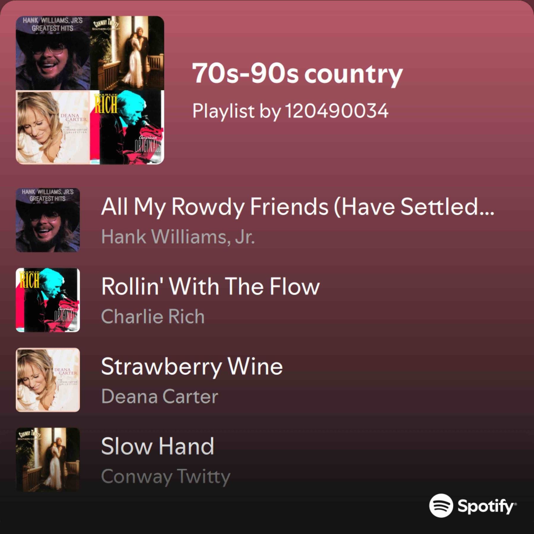 My 70-90s country playlist