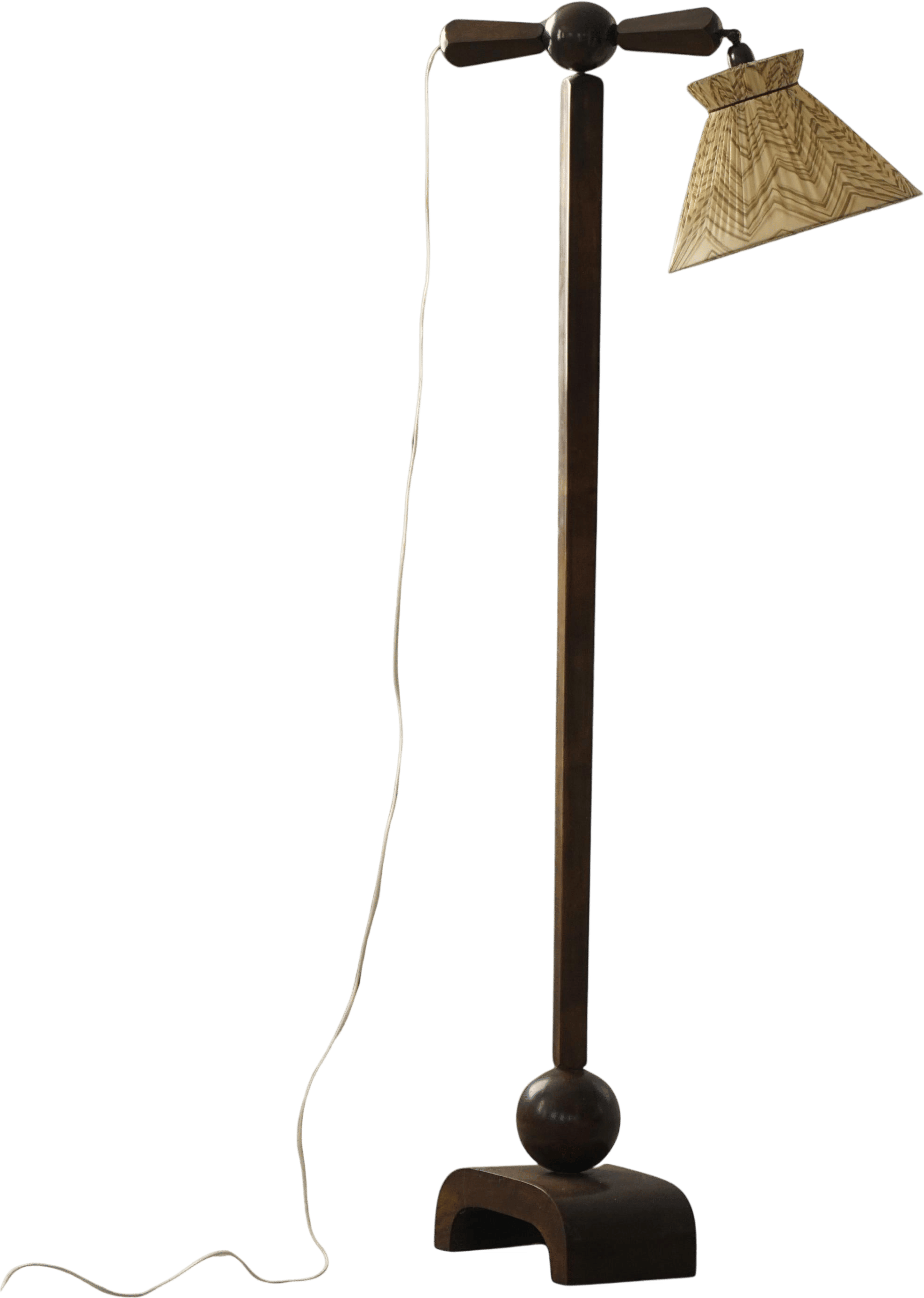 Scandinavian Funkis Floor Lamp with Original Shade, Denmark, Art Deco, 1930s