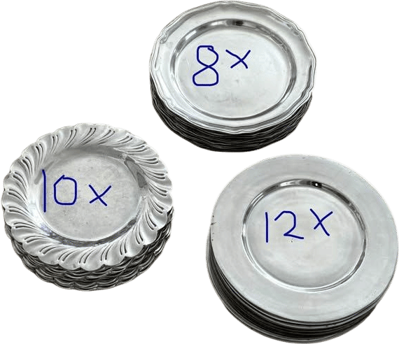 30x Vintage Pewter Plates