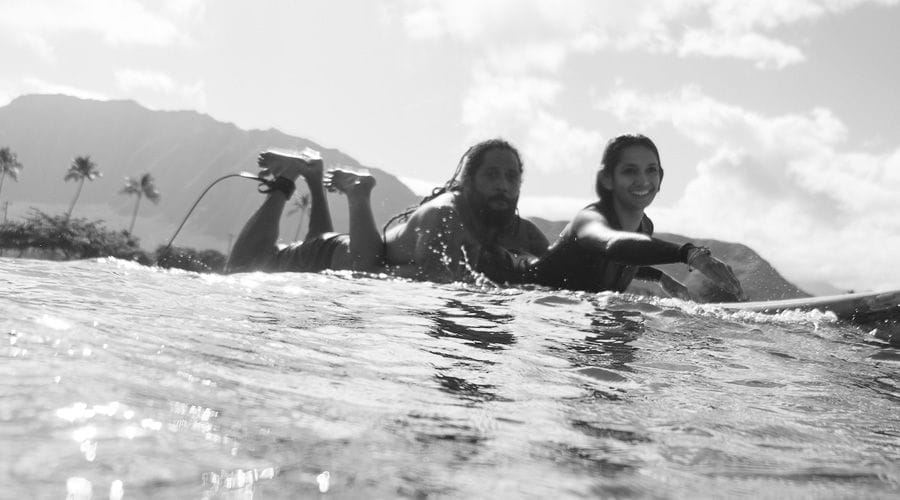 Waking up early to surf