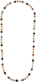 14K Jadeite & Onyx Bead Strand Necklace