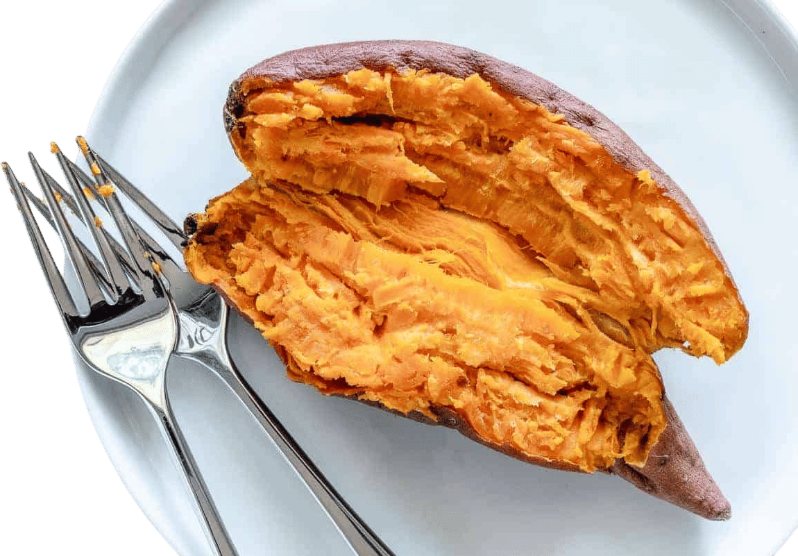 Microwaved sweet potato