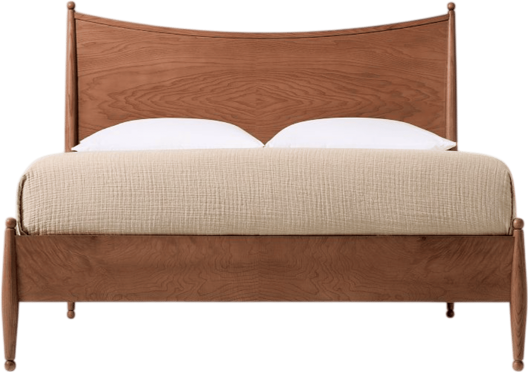 Pierce & Ward Curved Burl Wood Bed