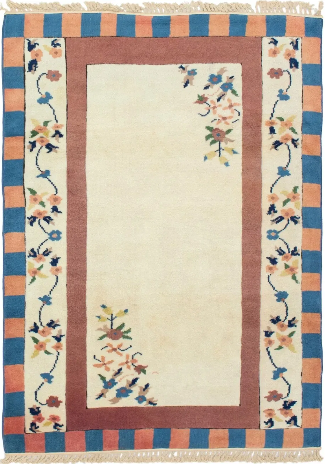 Vintage Hand-Knotted Wool Carpet (4' 3" x 6' 5")