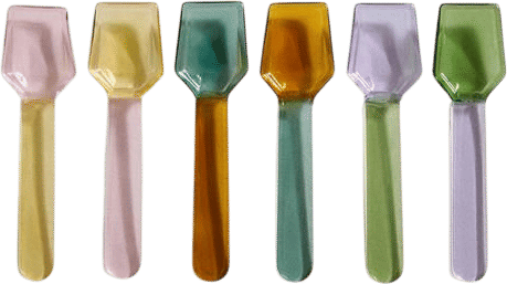 Multicolored Glass Ice Cream Spoons