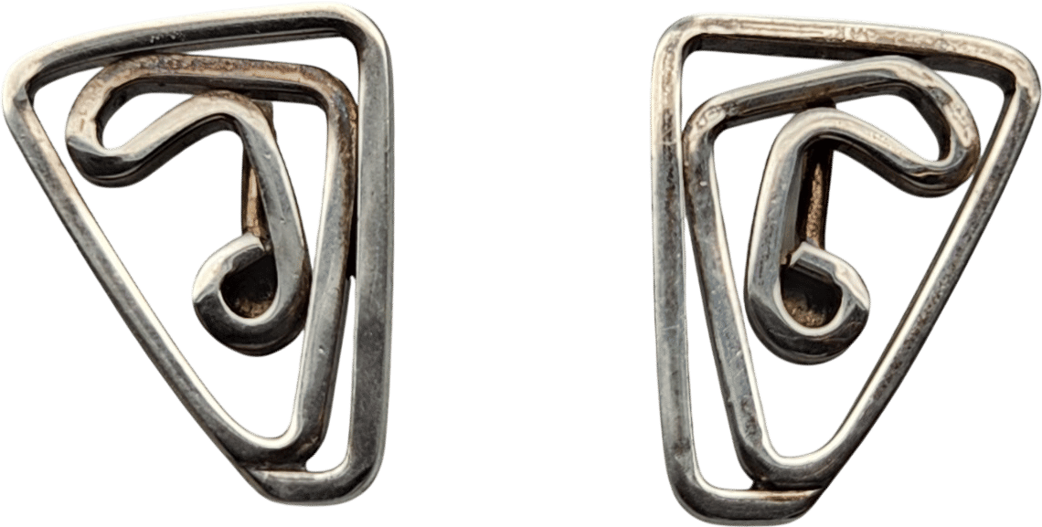 Sterling Silver Modernist Screwback Earrings
