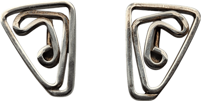 Sterling Silver Modernist Screwback Earrings
