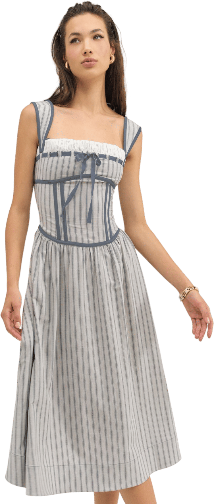 Linen Stripe Midi Dress