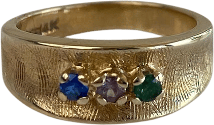 Vintage 14k Yellow Gold Emerald Blue Quartz Ring