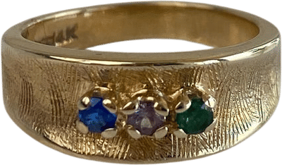 Vintage 14k Yellow Gold Emerald Blue Quartz Ring