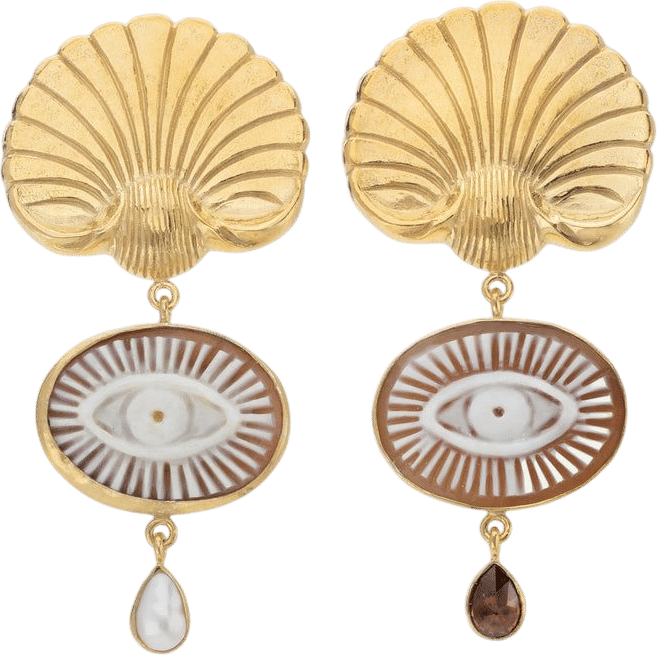Whitebird Shell and Cameo Earrings