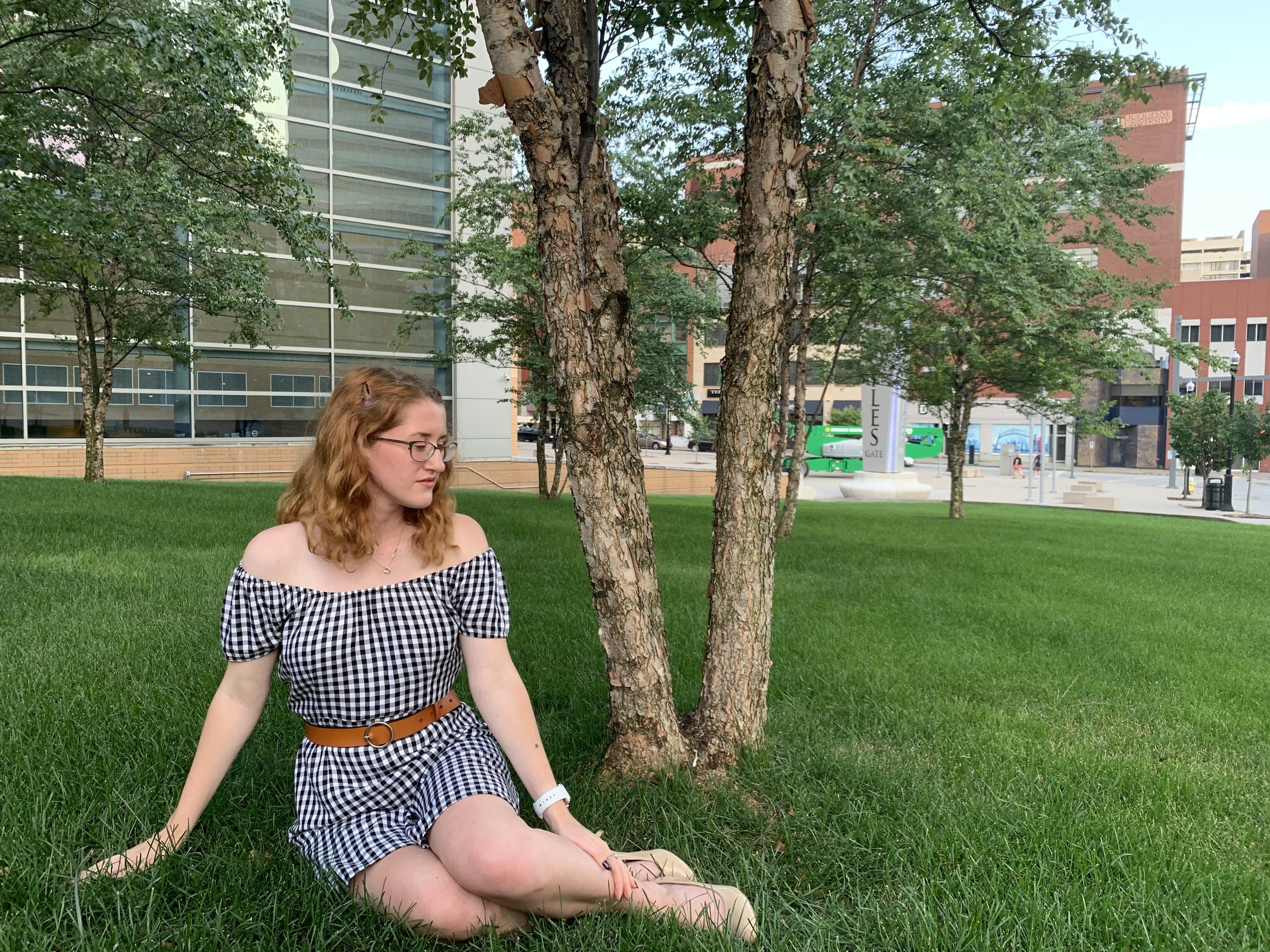 Gingham Off-Shoulder Dress