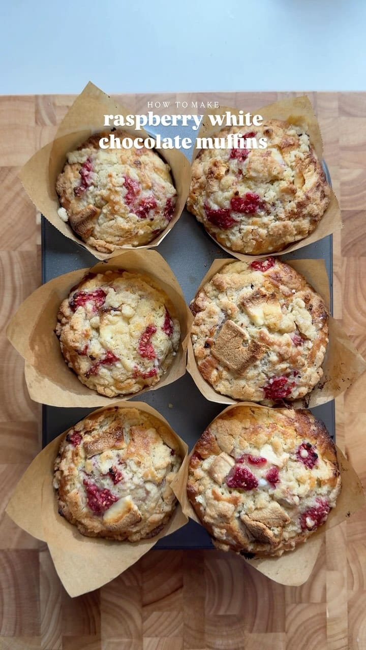 Bakery-Style Raspberry White Chocolate Muffins