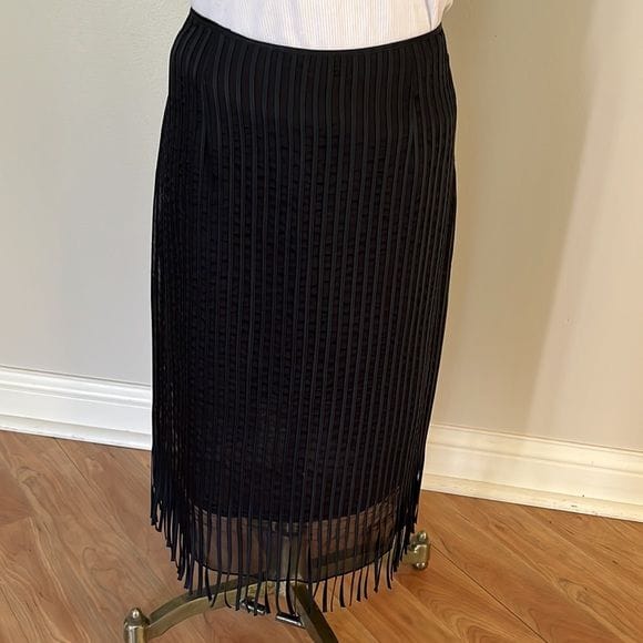 Vintage Delicate Fringe Black Skirt