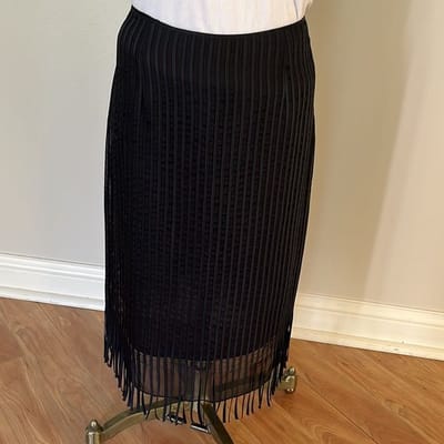 Vintage Delicate Fringe Black Skirt