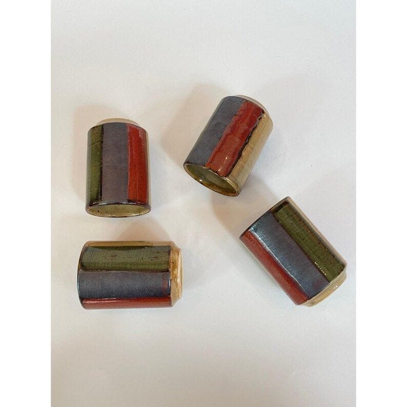 Vintage Japanese Otagiri OMC Yunomi Tea Cups Striped Glazed Stoneware Set of 4 - Etsy