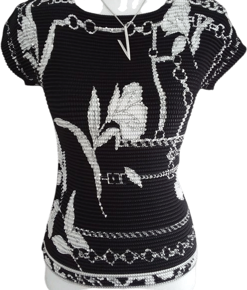 Black and White Sequined Top