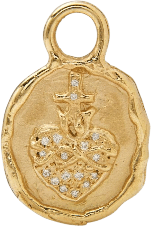 Trilogy 18KY Small Sacred Heart Coin with Pave