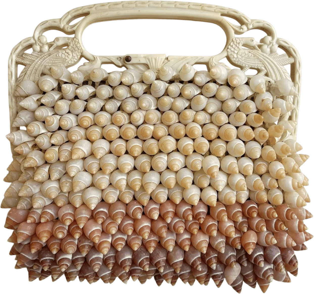 1940s Natural Shell Purse with Peacock Bakelite