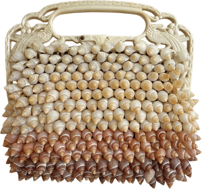1940s Natural Shell Purse with Peacock Bakelite