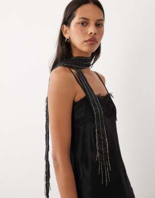 Embellished Scarf in Black
