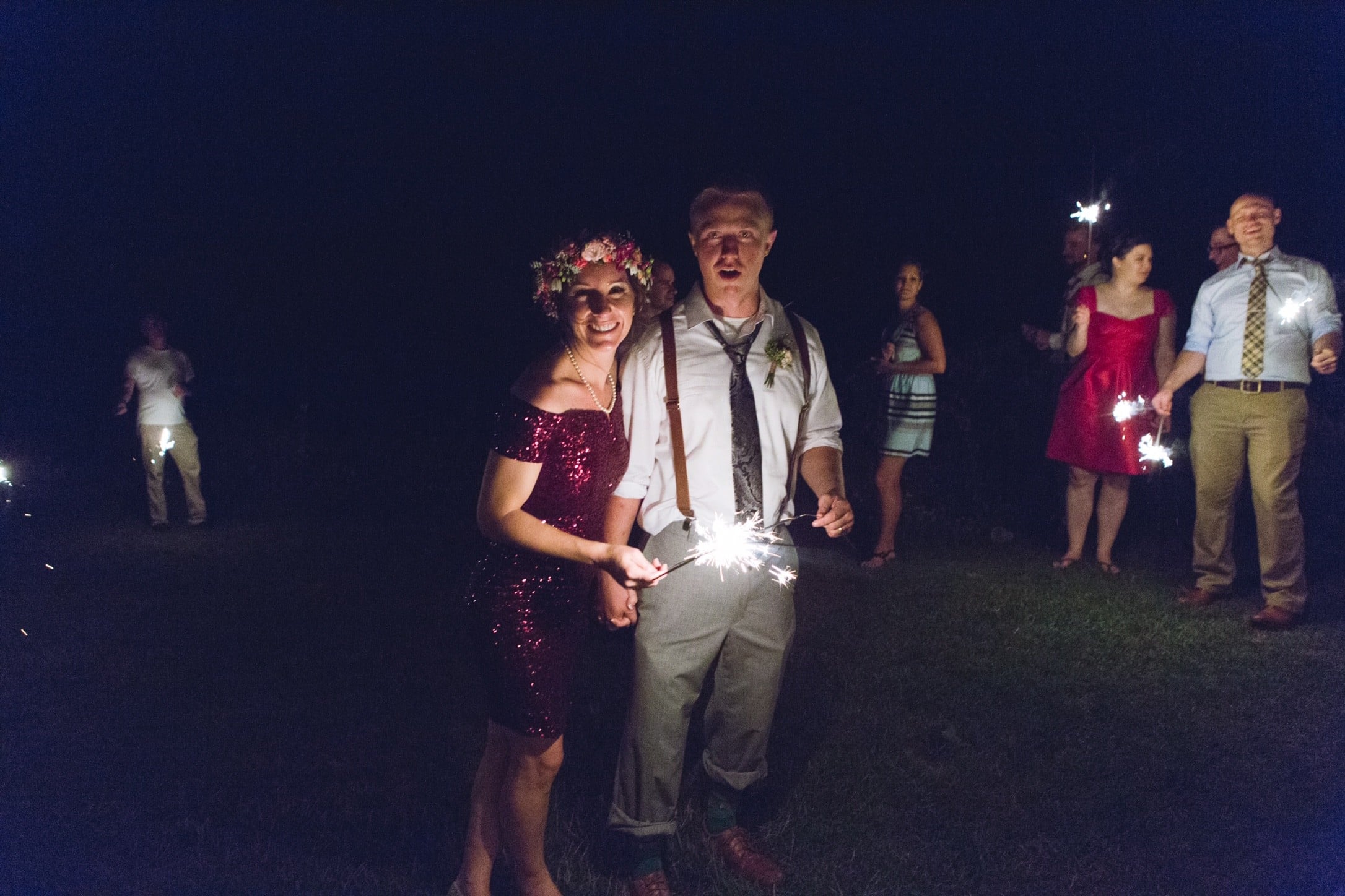 Changing into a red sequin minidress for the reception/dance party! And sparklers at 10PM before photog went home - framed photos are still wall worthy 11 years later. also boat cruise rehearsal dinner!