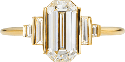Geometric Emerald Cut Diamond Engagement Ring