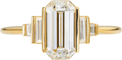 Geometric Emerald Cut Diamond Engagement Ring