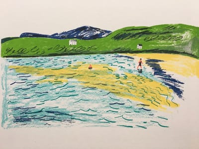 Walking in to the Sea Art Print