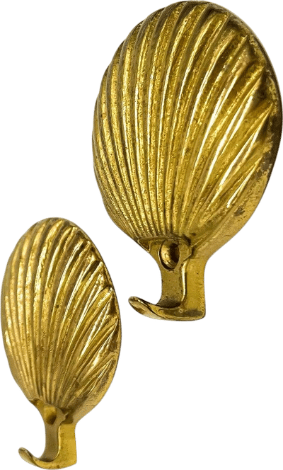 Vintage Brass Seashell Wall Hooks