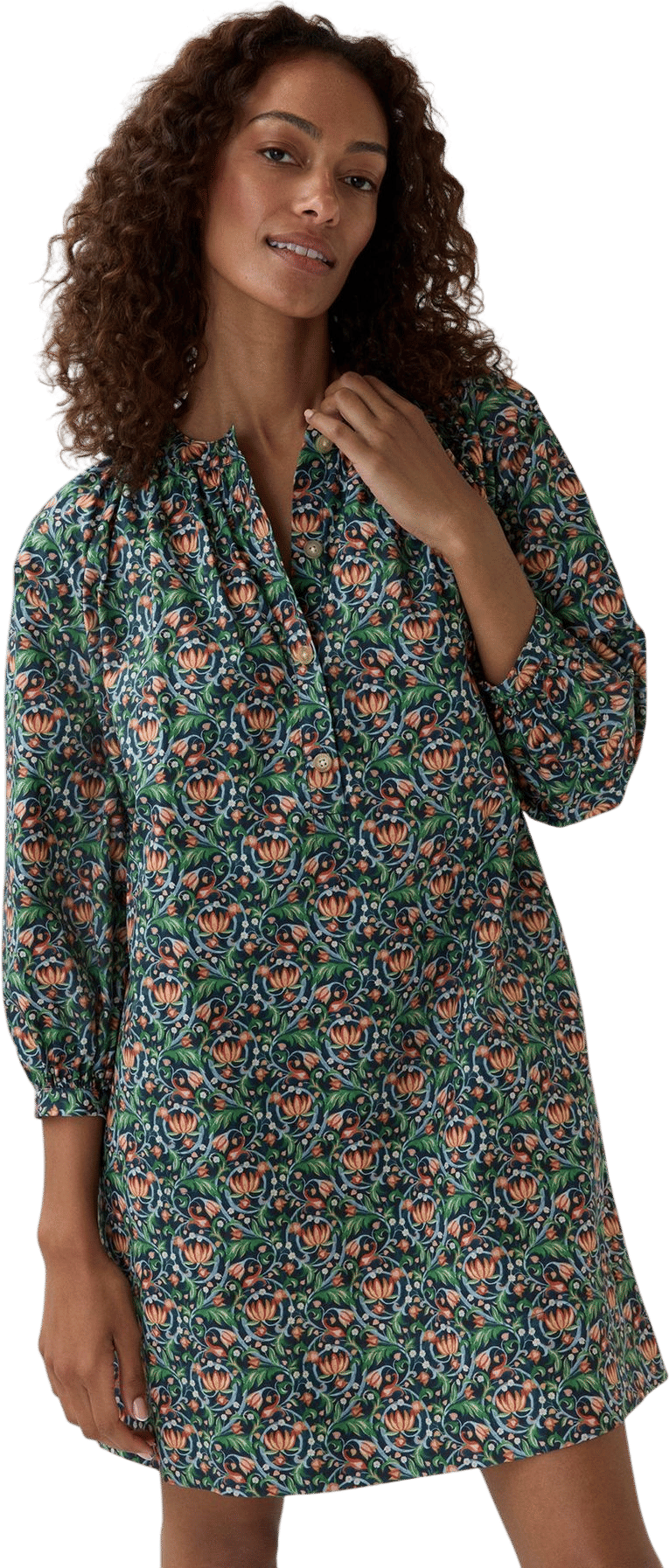 Callie Dress In Navy/multi The Garden Room Liberty Fabric - S (Ann Mashburn)