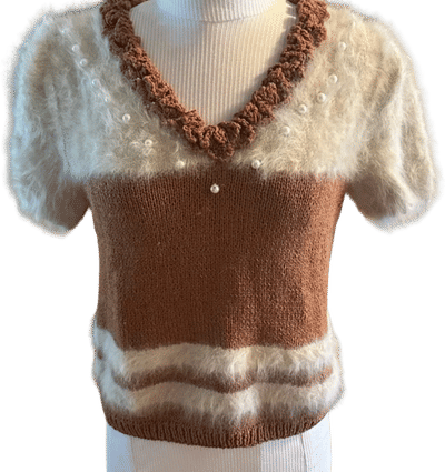 Vintage Tan and Cream Sweater Top