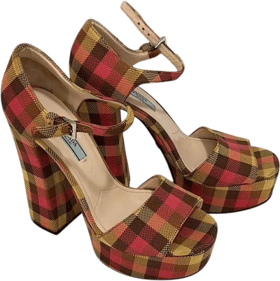 Prada Checkered Platform Heels