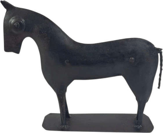 Vintage Wrought Iron Horse Figurine Handcrafted Folk Art Metal Sculpture