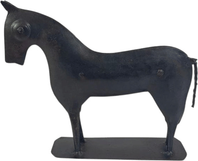 Vintage Wrought Iron Horse Figurine Handcrafted Folk Art Metal Sculpture