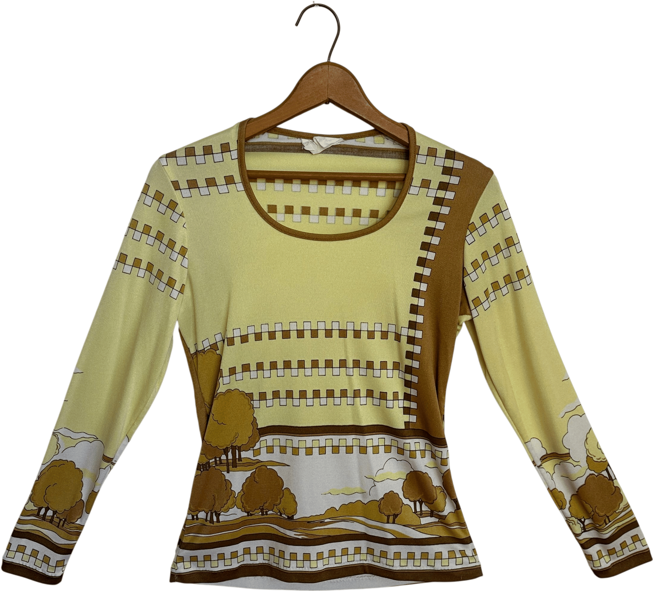 1970s Long-sleeve Scoop Neck Shirt