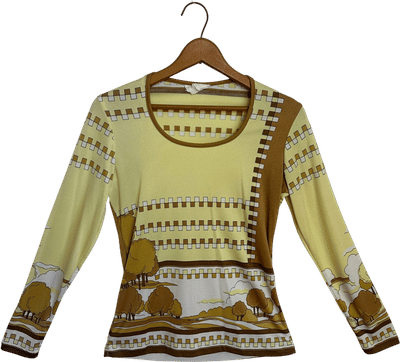 1970s Long-sleeve Scoop Neck Shirt