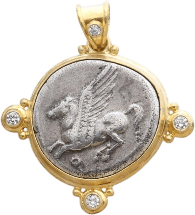 Ancient Greek Corinth 4th Century BC Pegasus Coin Pendant