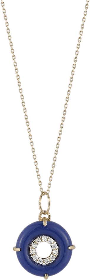 MATEO 14kt Lapis Donut Diamond Necklace