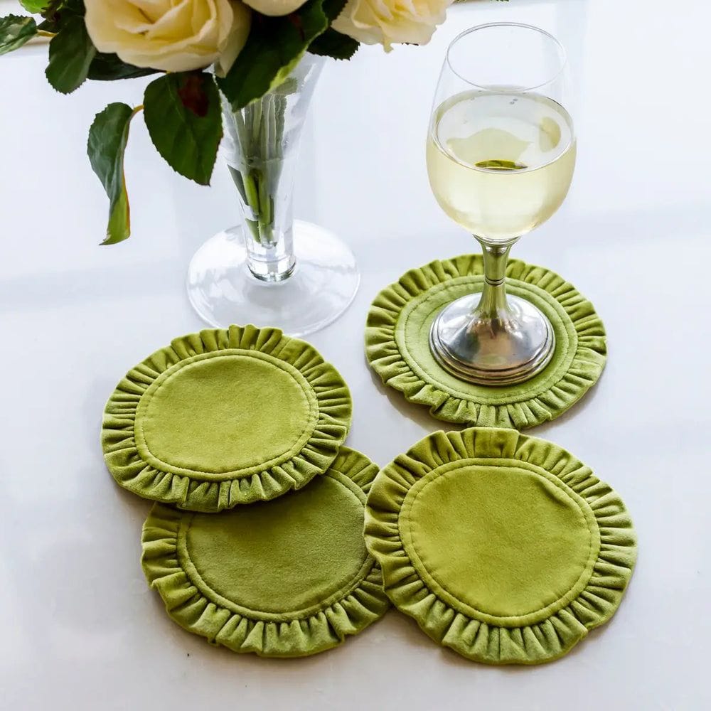 Arte Italica Round Ruffle Velvet Coasters