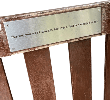 slow down to read the bench plaques
