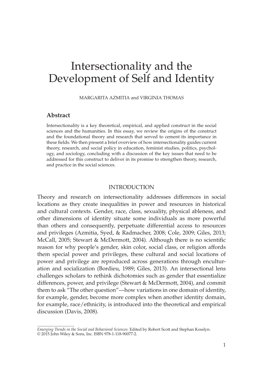 Intersectionality and the Development of Self Identity (Margarita Azmitia)