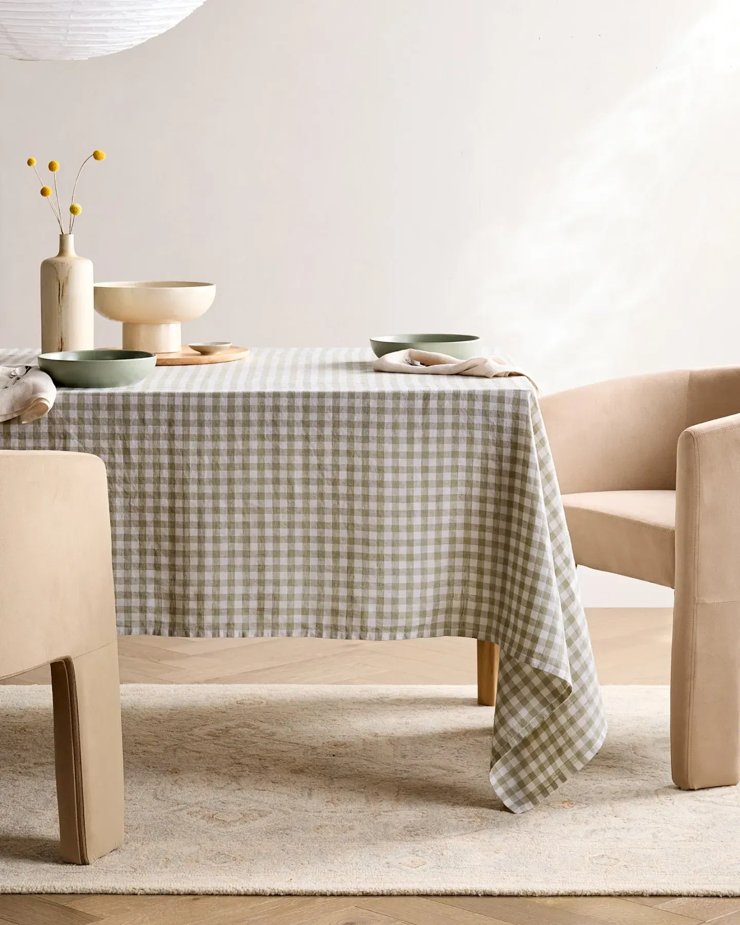 European Linen Gingham Tablecloth