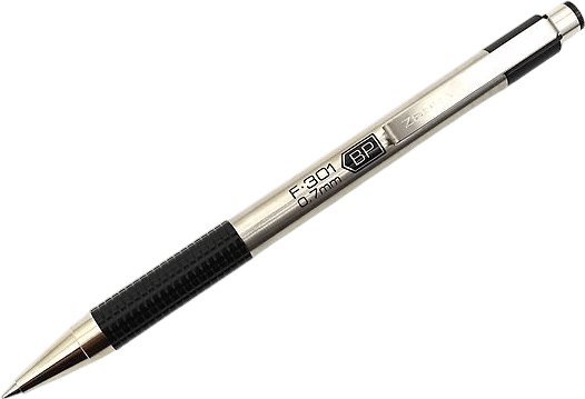 F-301 Stainless Steel Ballpoint Pen - 0.7 mm - Black Ink