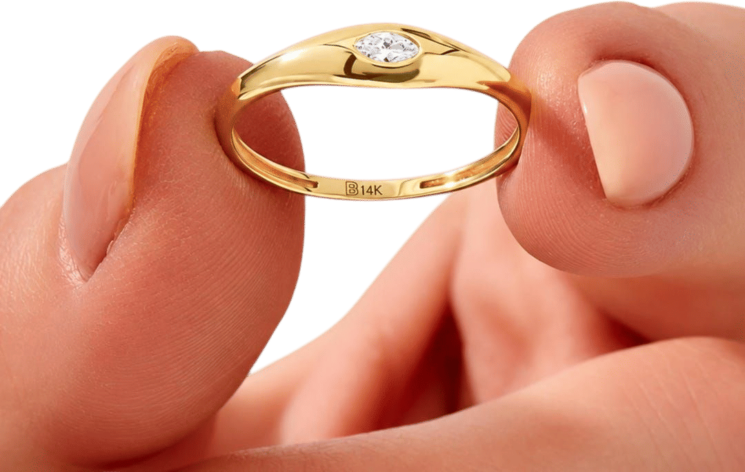 14K Gold Marquise Signet Ring