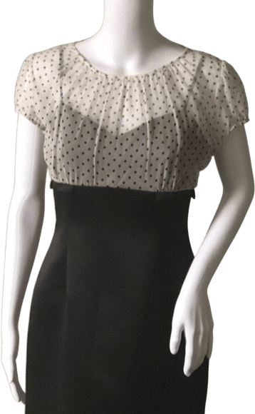 Tahari Polka Dot Overlay Dress (Size 10)
