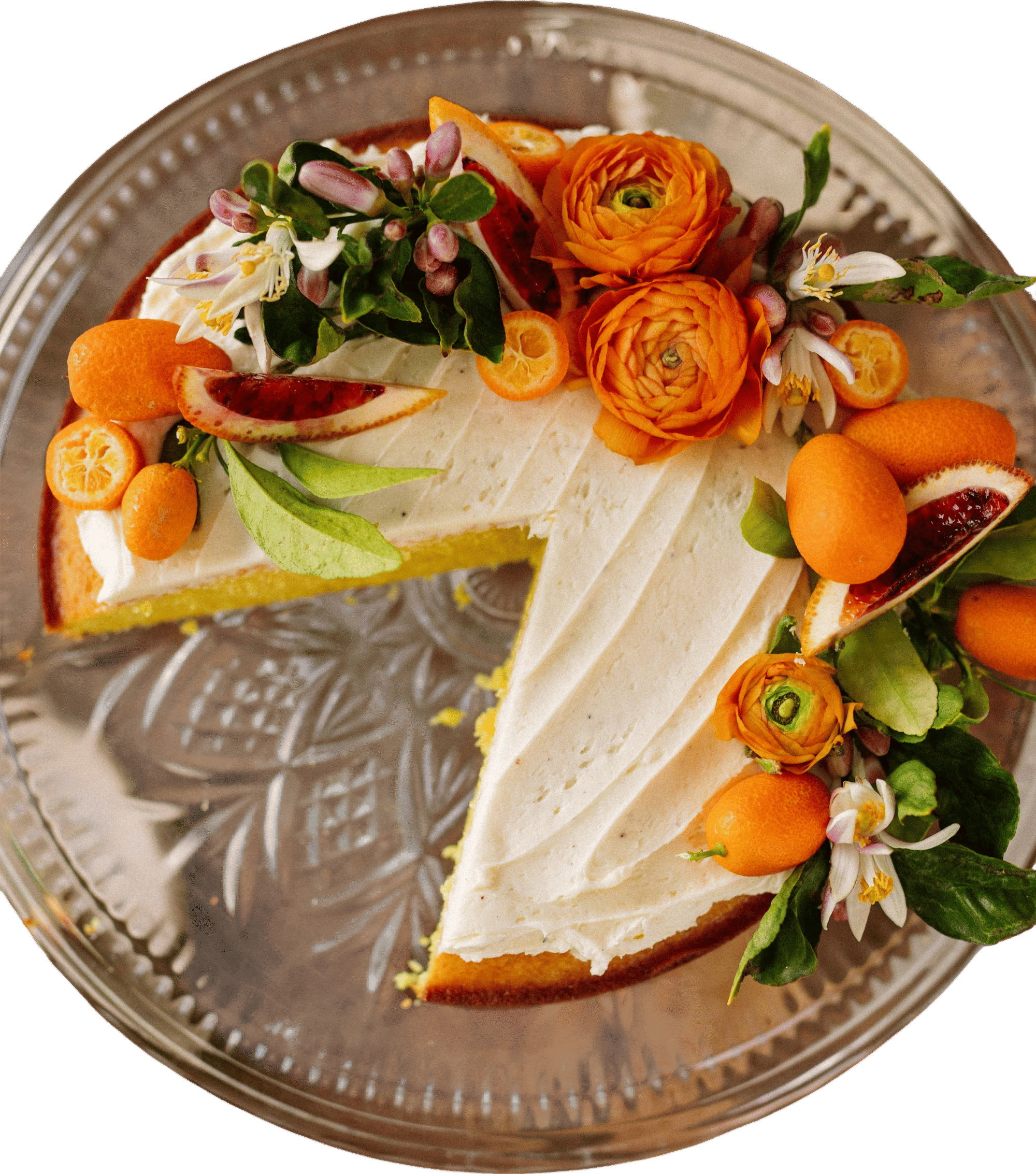 Orange Blossom Saffron Olive Oil Cake with Peach Whipped Cream Recipe