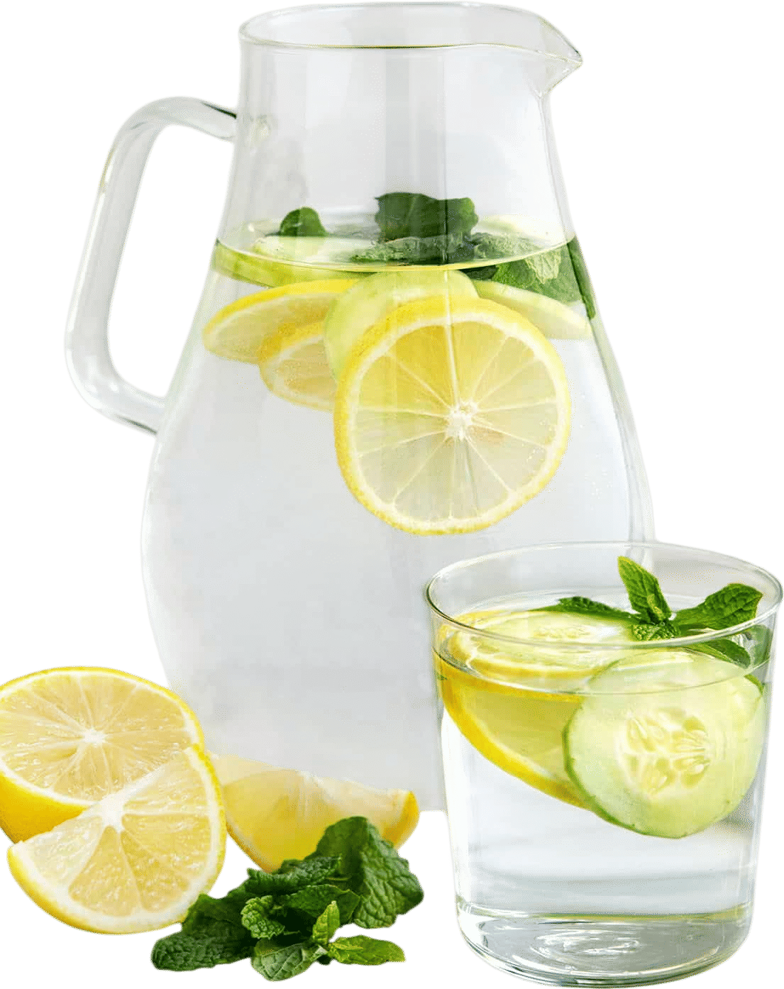 iced lemon cucumber peppermint water